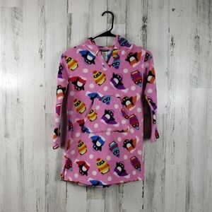 Girls joe boxer pink fleece penguin hoodie size 7-8